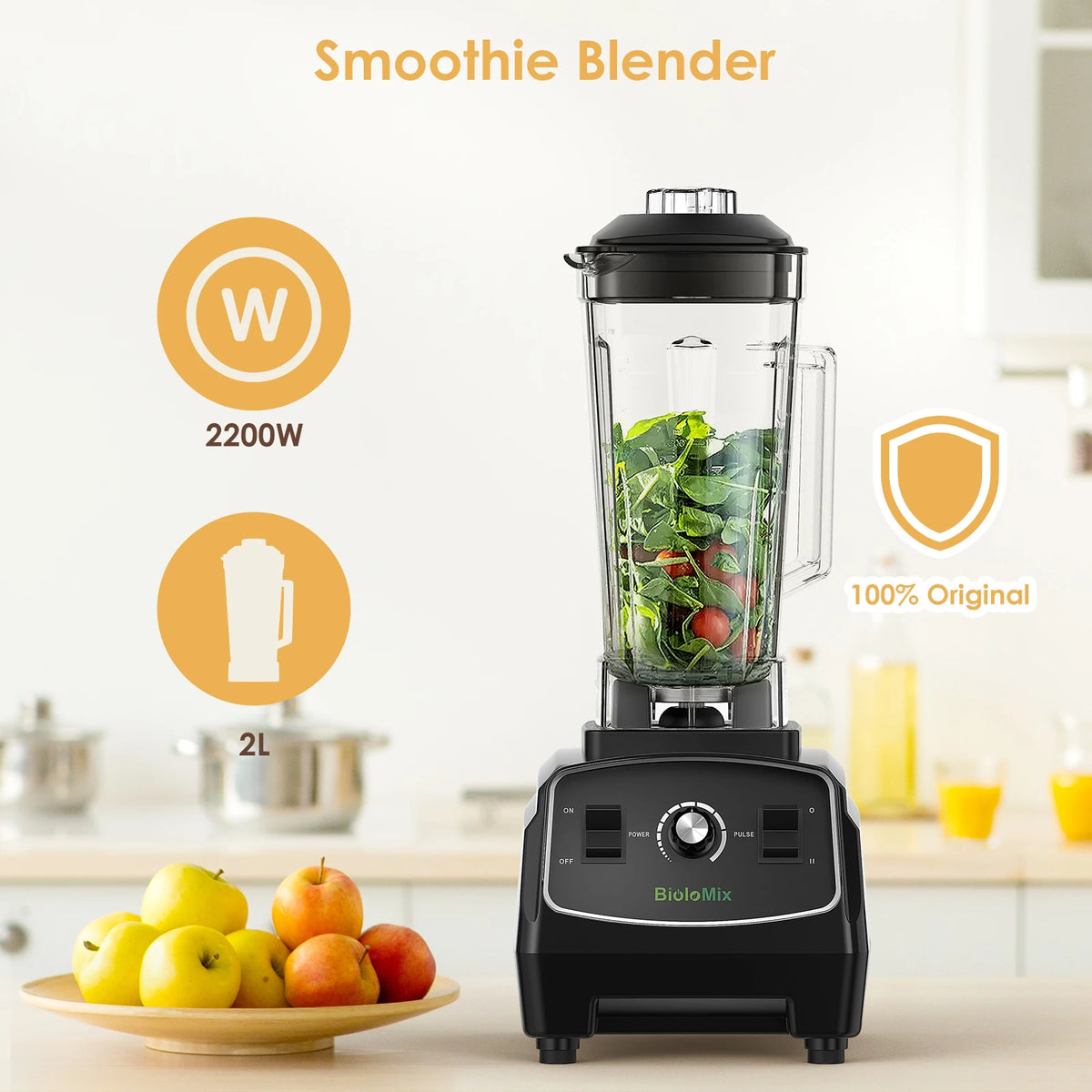 Biolomix BPA Free Heavy Duty Blender For Smoothies And Ice