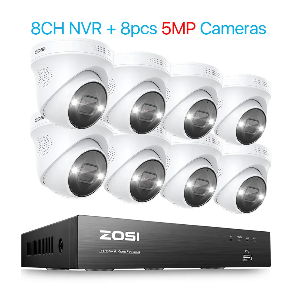 ZOSI 8 Channel 4K PoE Video Surveillance System With AI Face Detection