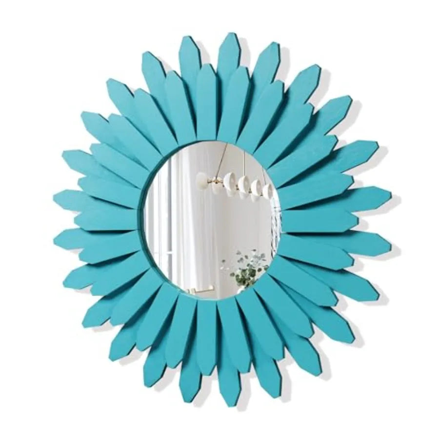 Beach Wall Decor Mirror Wood Coastal Sunburst Boho Home Decor