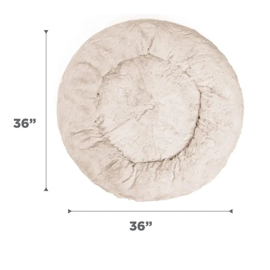 Calming Donut Dog Bed Plush Nest With Lux Faux Fur