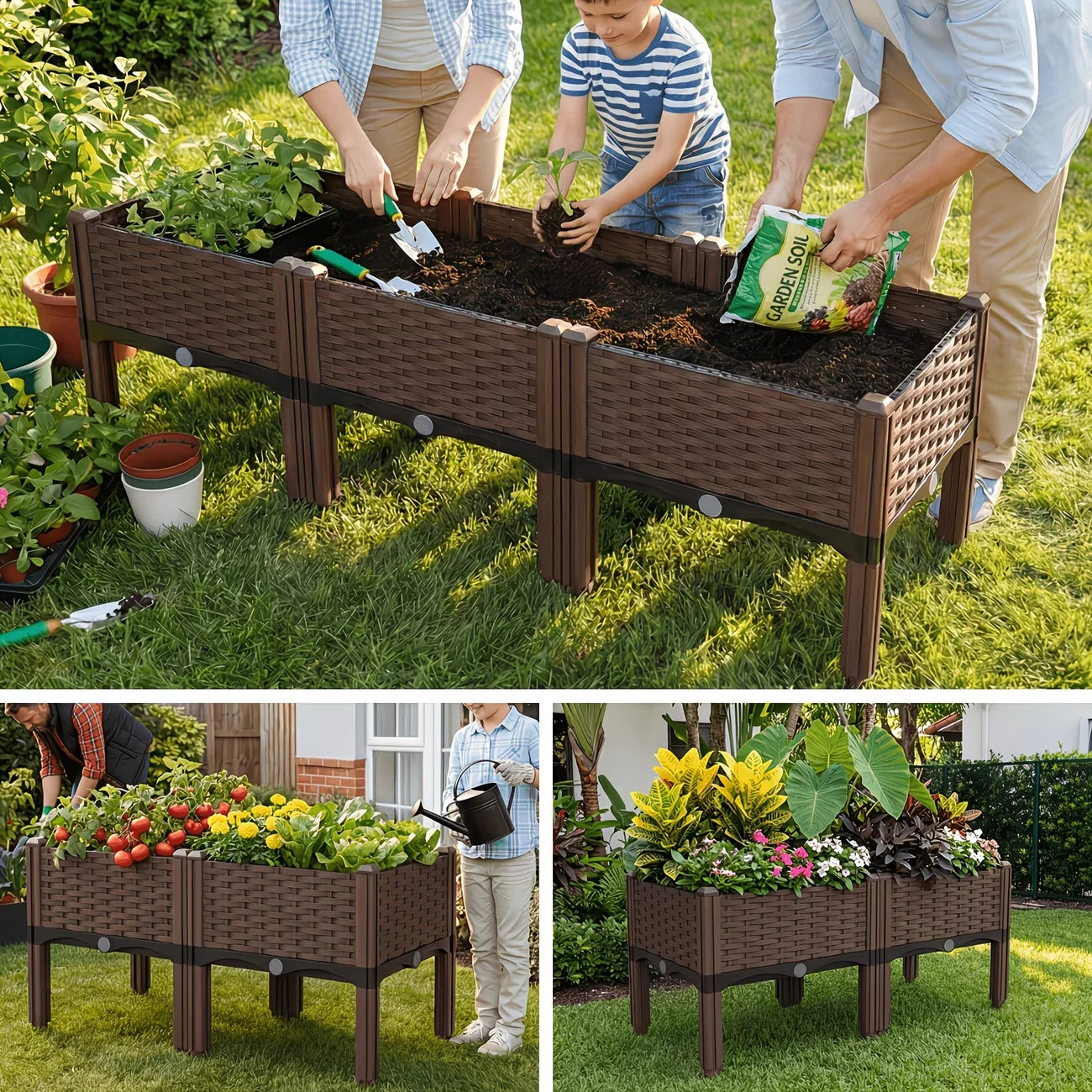 Multifunctional Raised Planter Box With Legs For Outdoor Gardens And Balconies