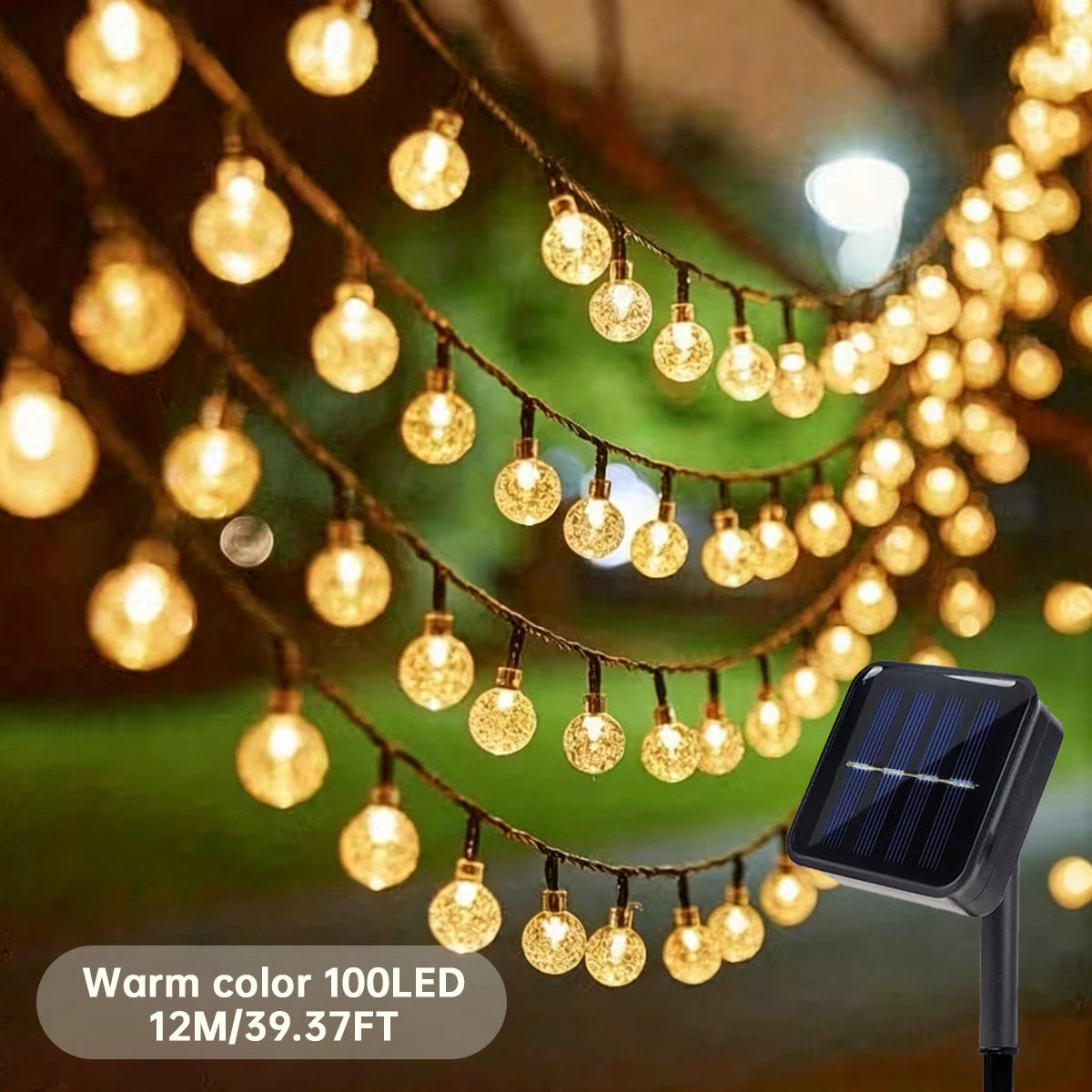 Solar Powered 100 LED Bubble Ball String Lights Garden Decor