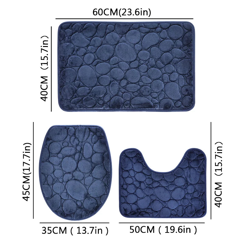 NONECN Solid Color Microfiber Bathroom Floor Mat Set Non Slip