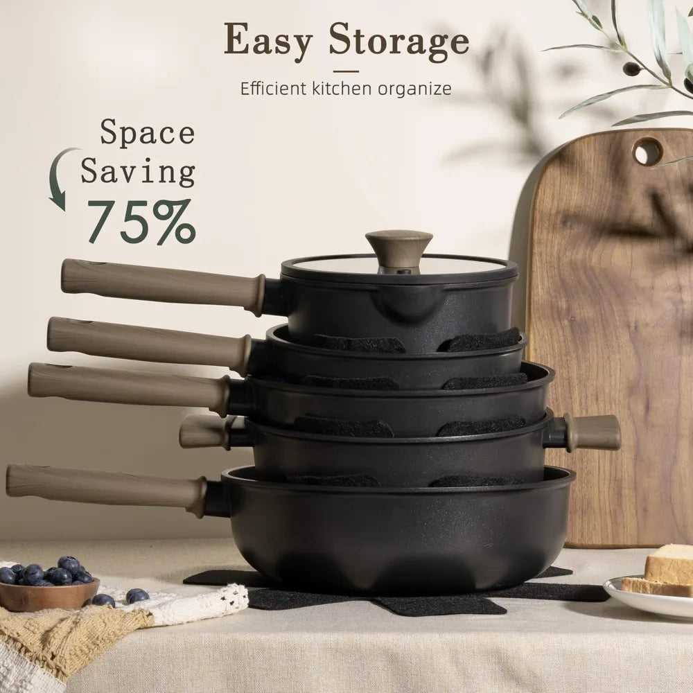 Nonstick Pots And Pans Set Titanium Induction Cookware PFOS Free