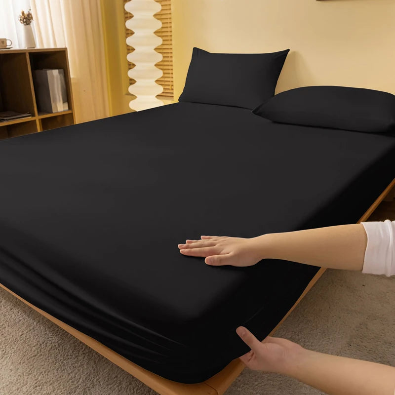 Matte Solid Polyester Fitted Sheet For Bedroom Decor