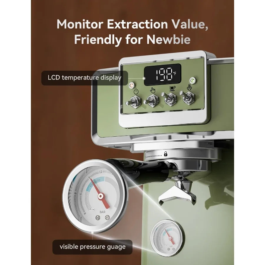 SHXI Retro Espresso Machine With Visible Pressure Gauge
