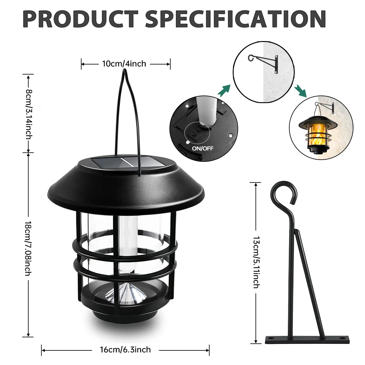 Amaryllis Solar Hanging Lantern Outdoor Led Light With Flickering Flames