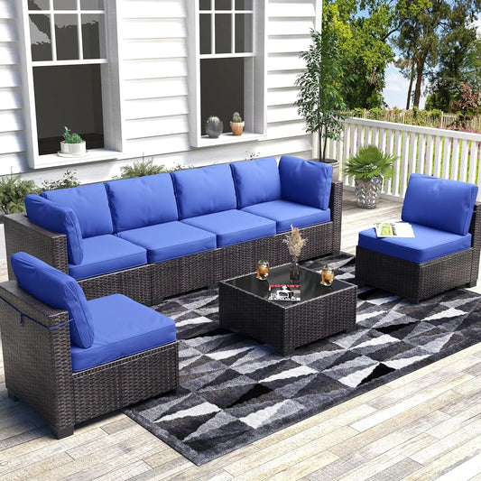 HobbyLane 7-Piece Modular Outdoor Furniture Set PE Rattan