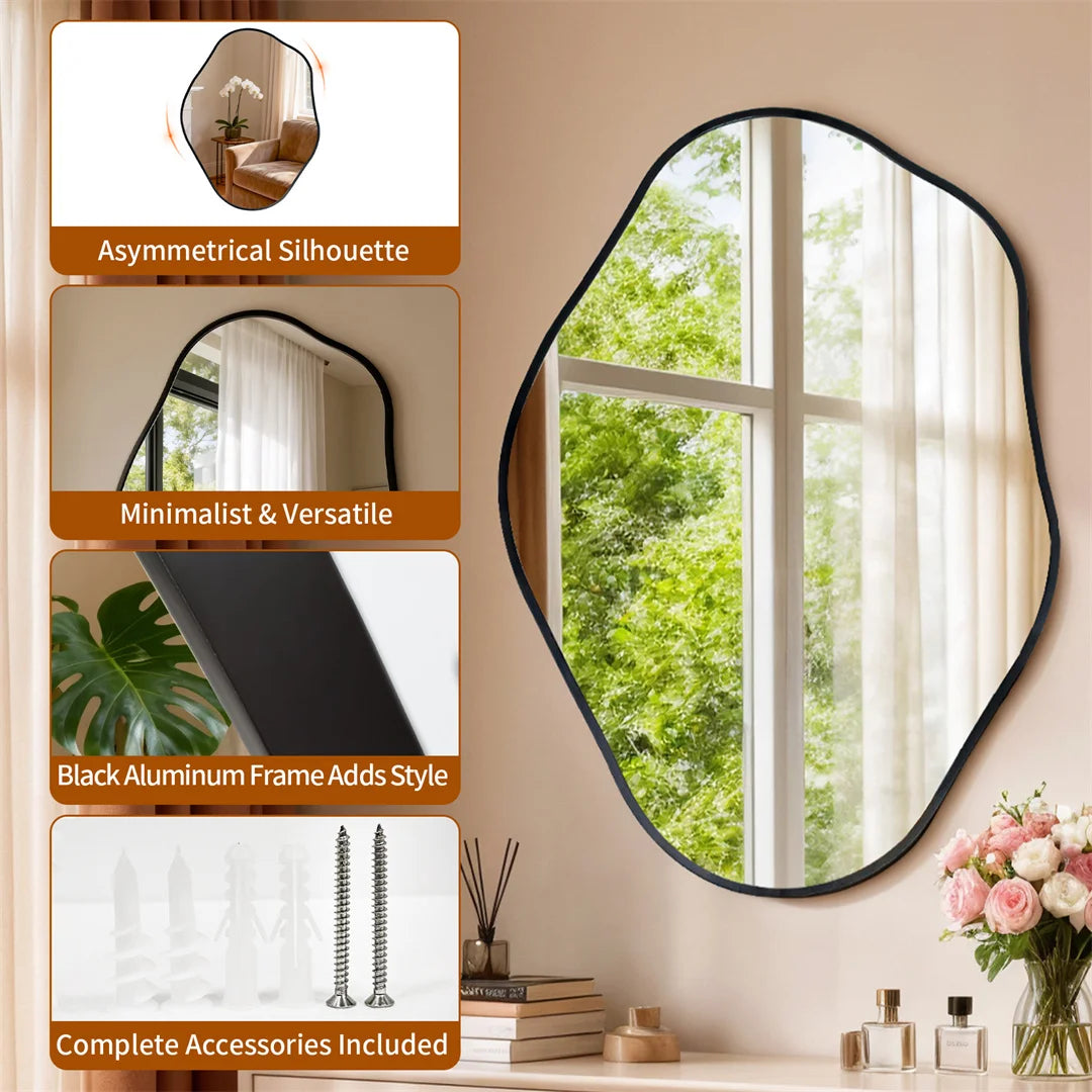LUVODI Irregular Wall Mounted Vanity Mirror Aluminum Frame