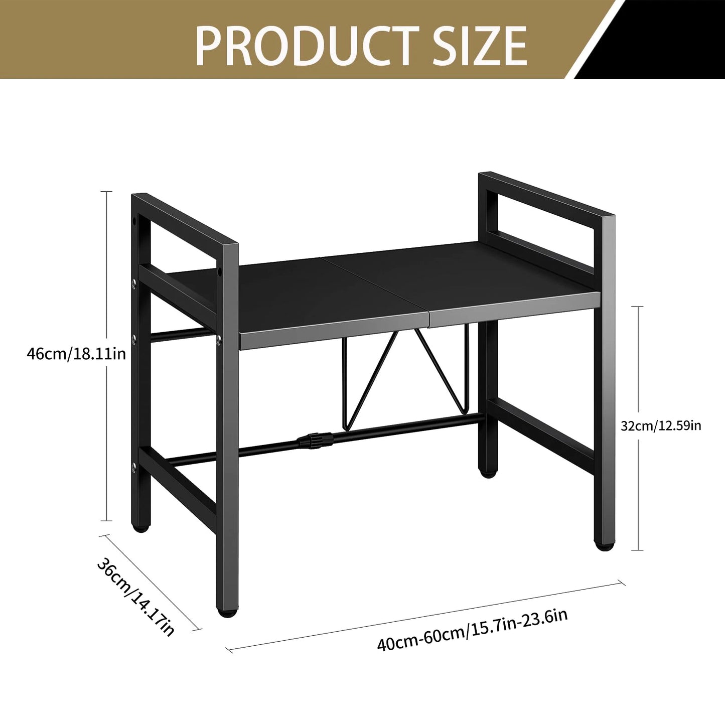 Expandable Microwave Shelf Organizer, Moisture Resistant, Rust Proof Storage