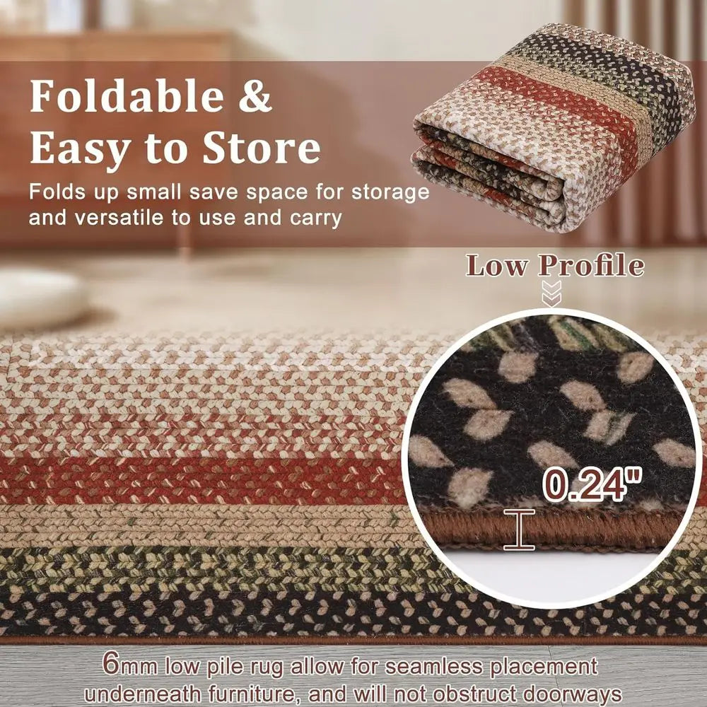 Machine Washable Modern Braided Rug