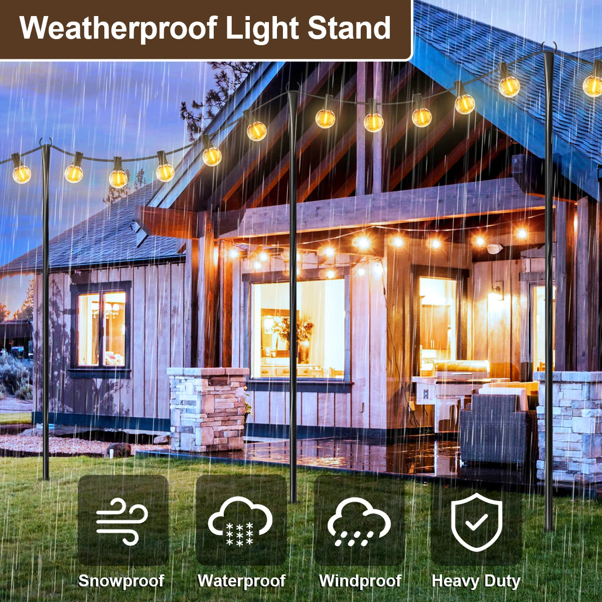 Aiopp Adjustable 2/4/6 Pack String Light Poles for Outdoor Garden