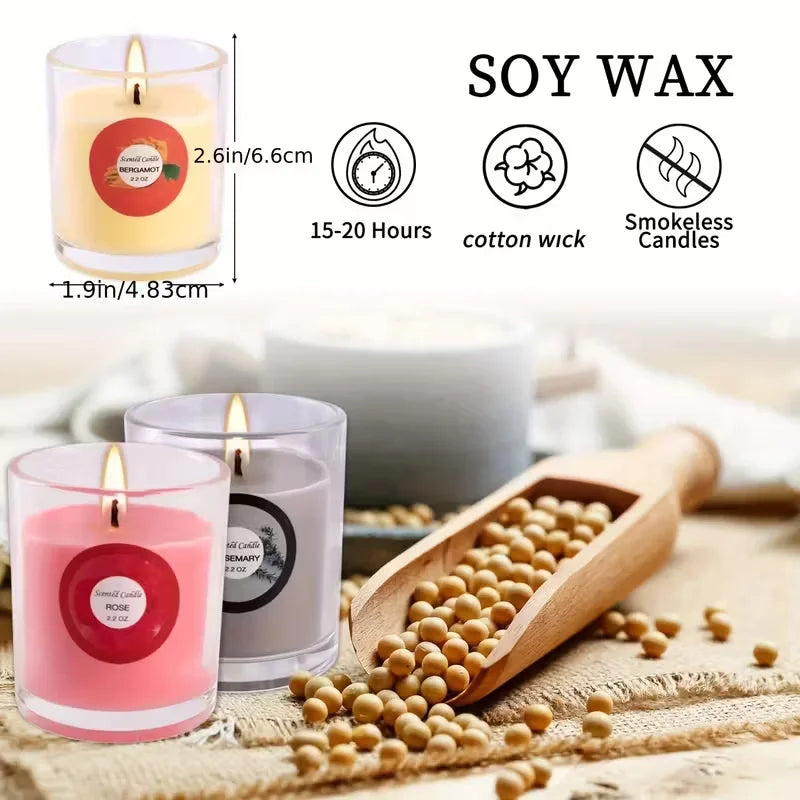 Fclayvts Scented Soy Wax Candle Gift Set With Essential Oils