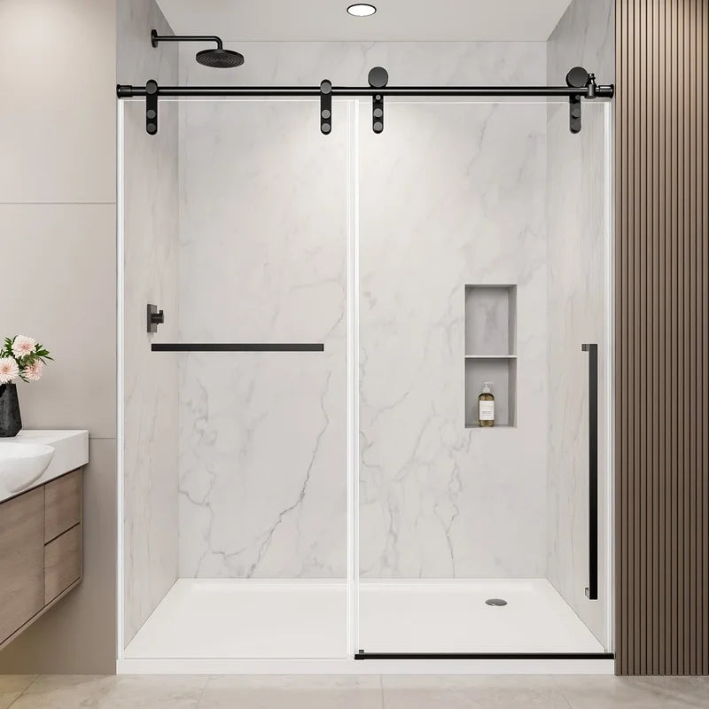 Frameless Sliding Shower Door With 8mm Clear Tempered Glass