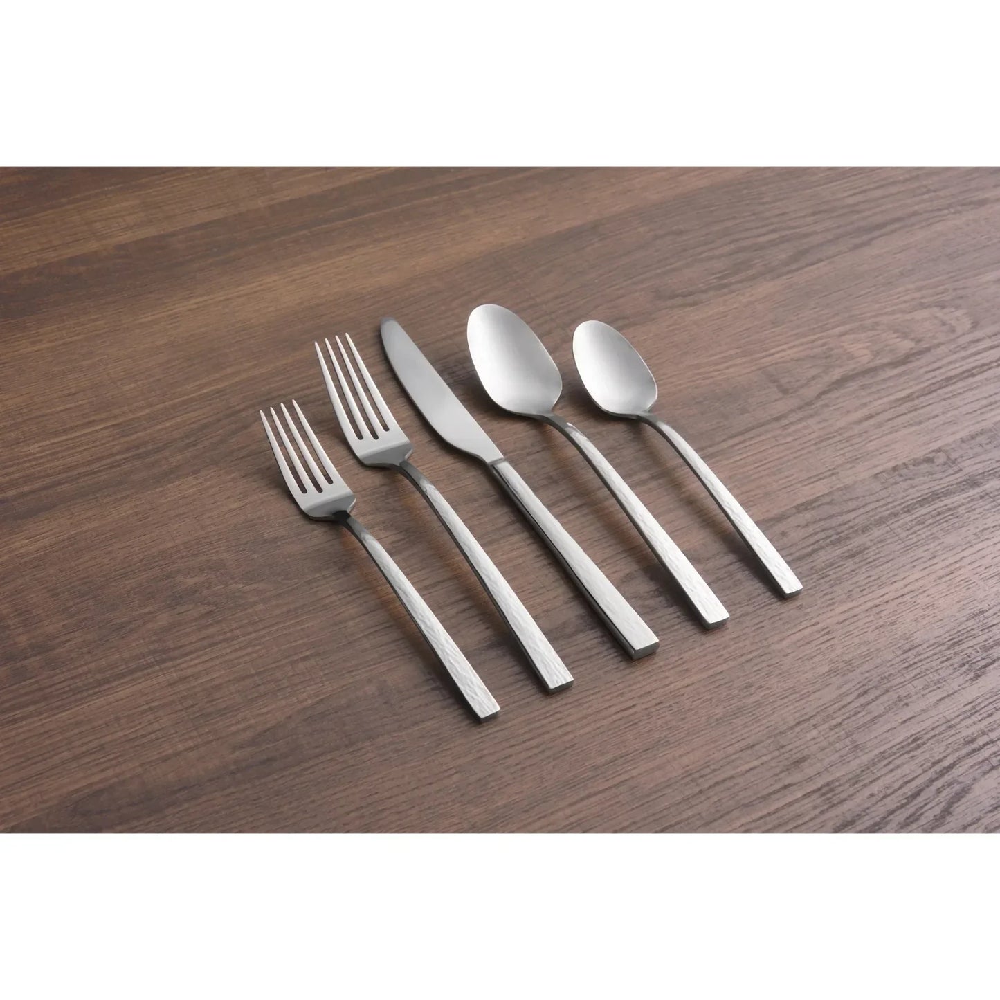 Hammered Stainless Steel Flatware Set Service For Four Dishwasher Safe