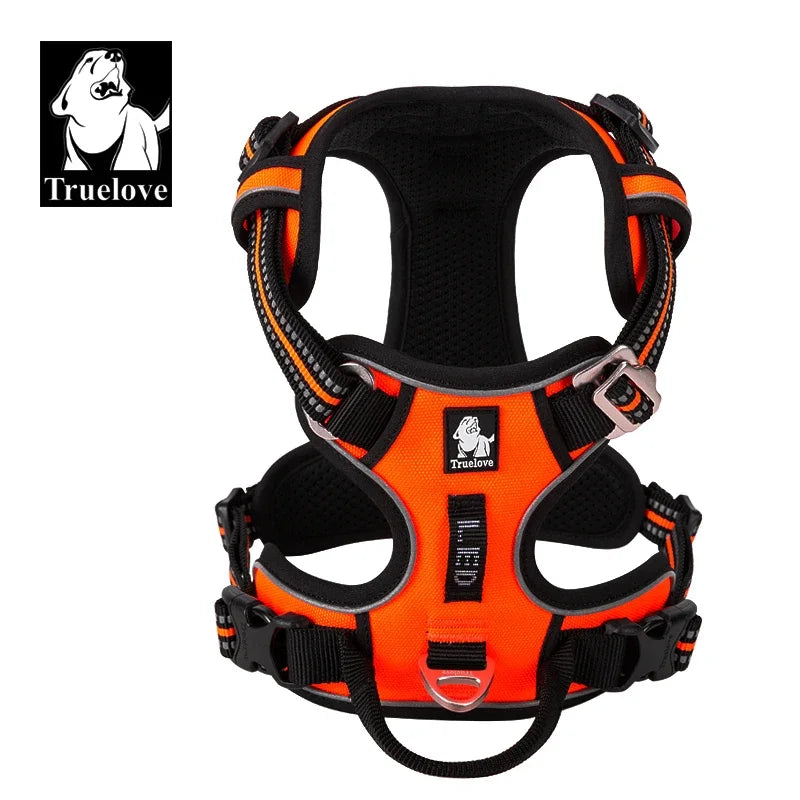 TRUELOVECN Reflective Nylon No Pull Adjustable Dog Harness