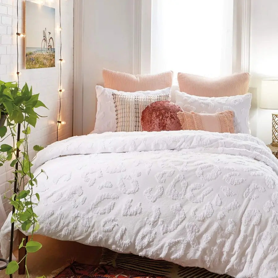 Leopard Chenille Duvet Cover And Sham Set Polyester Cotton