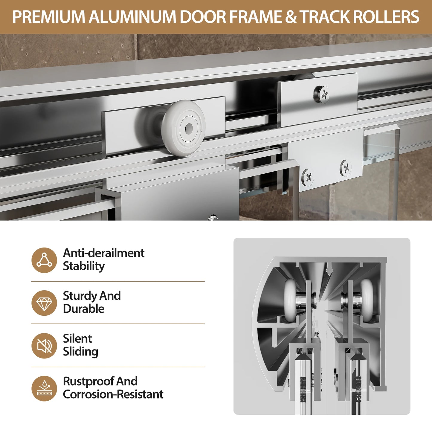 Chrome Aluminum Frame Sliding Shower Door With 6mm Tempered Glass