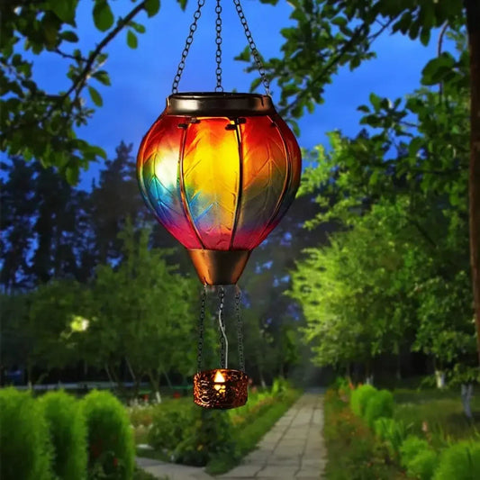 Solar Led Hot Air Balloon Lantern For Outdoor Garden Decor