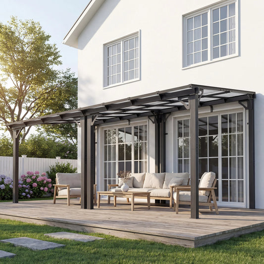 Polar Aurora Wall-Mounted Gazebo With Aluminum Frame And Polycarbonate Roof