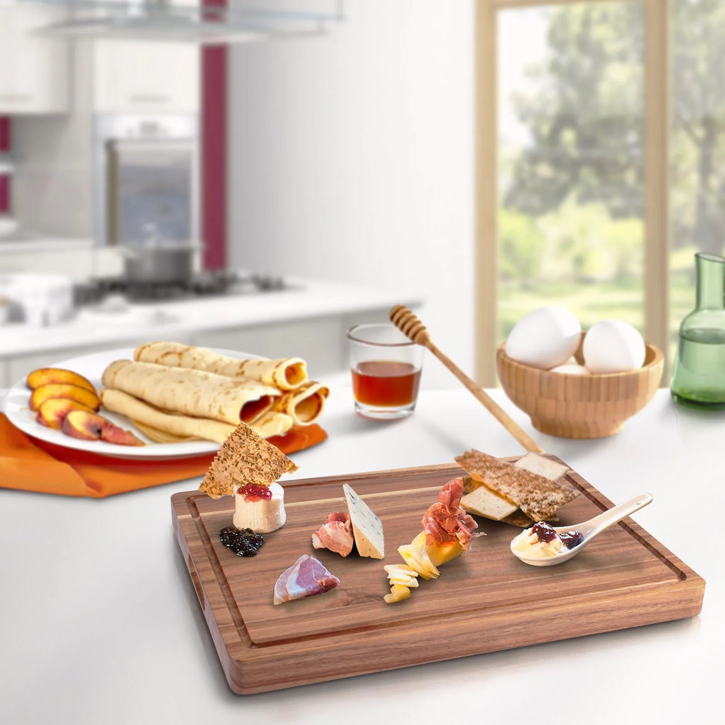 Acacia Wood Cutting Board Reversible Butcher Block Charcuterie Board