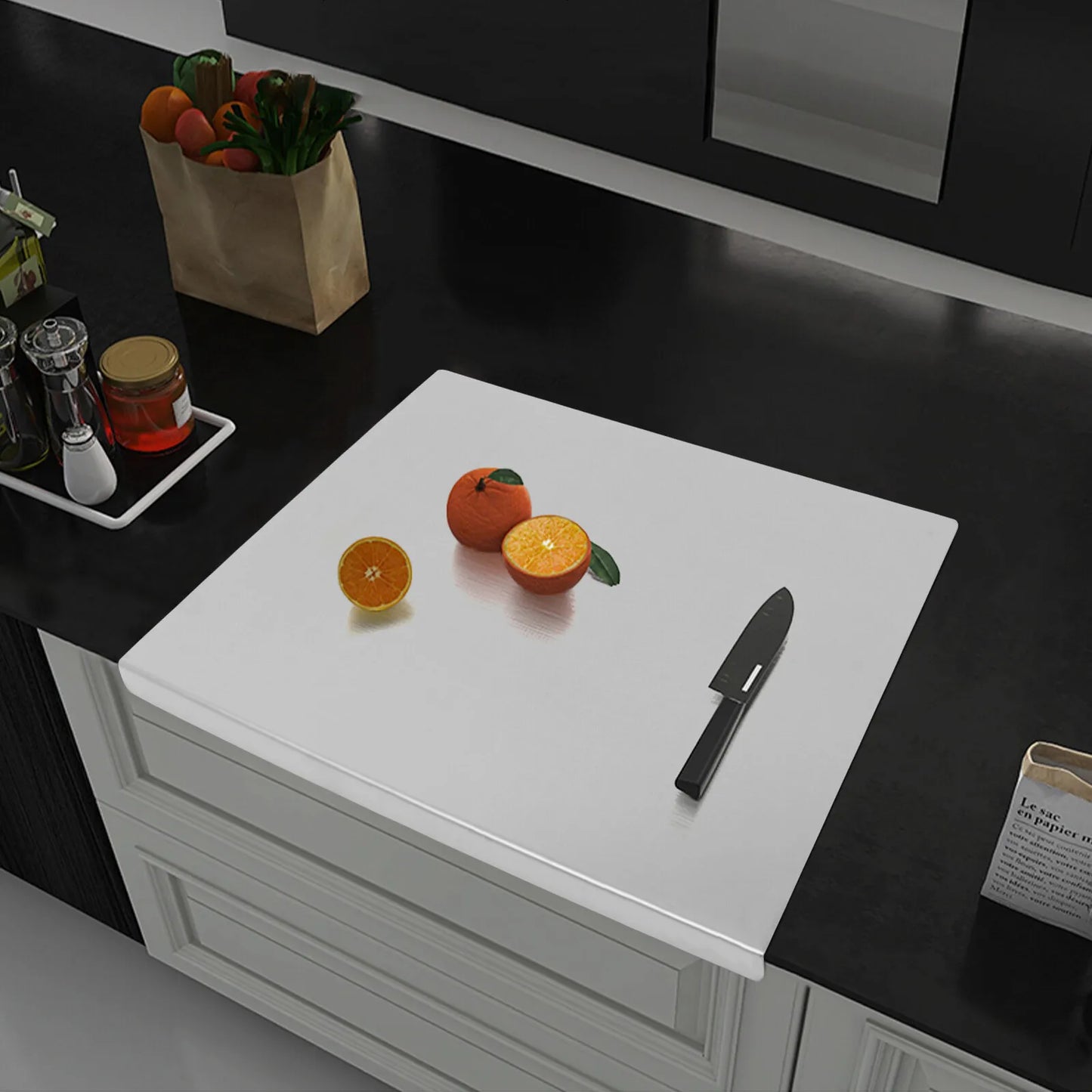 Bymaocar L Shaped Stainless Steel Cutting Board Non Slip Easy Clean