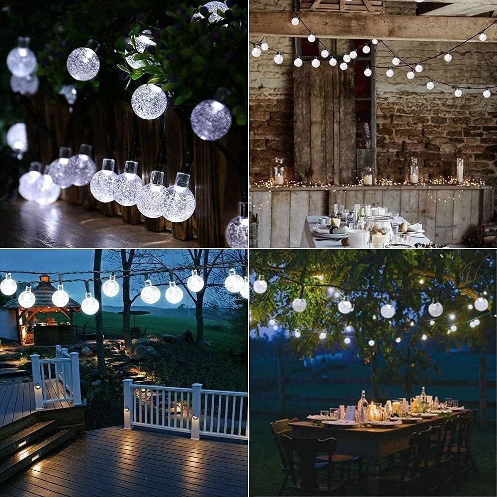 Solar Powered 100 LED Bubble Ball String Lights Garden Decor