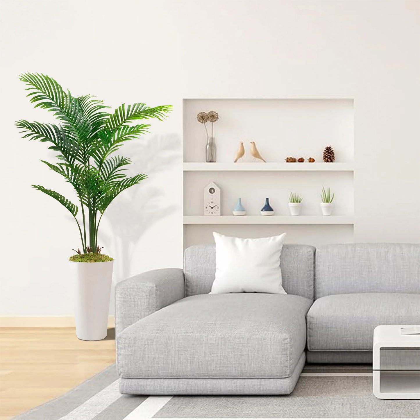 Faux Palm Tree Artificial Silk Plant Potted Indoor Decor