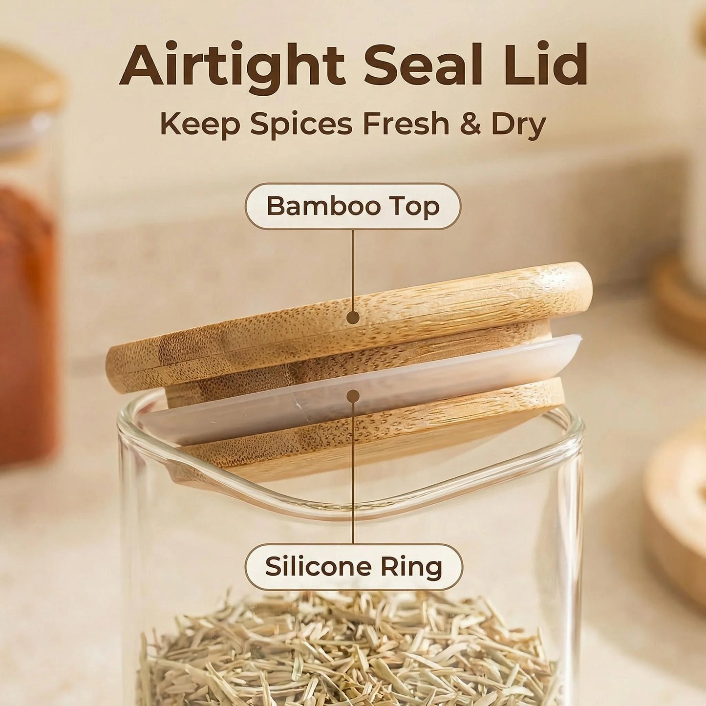 Glass Spice Storage Jar Set, 12 Pieces With Labels