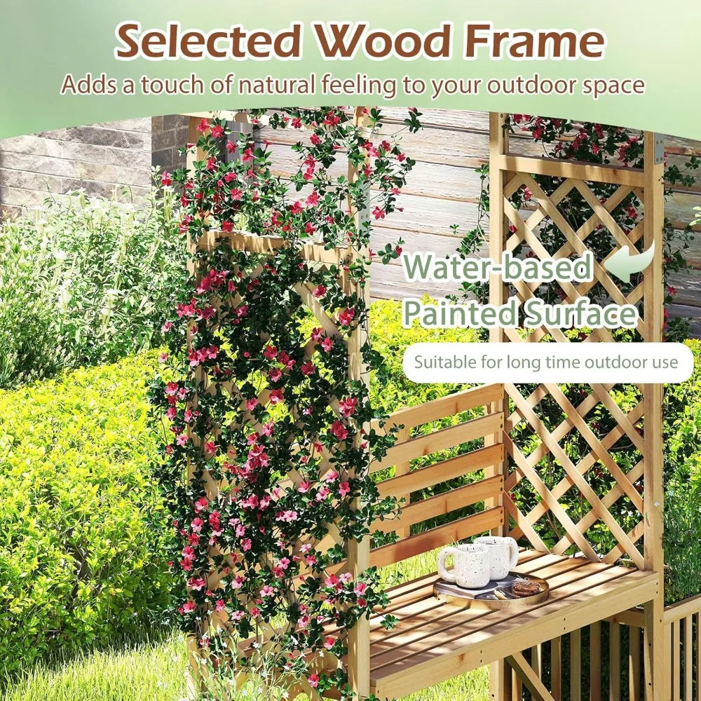 Garden Arbor With Bench And Planters Trellis System