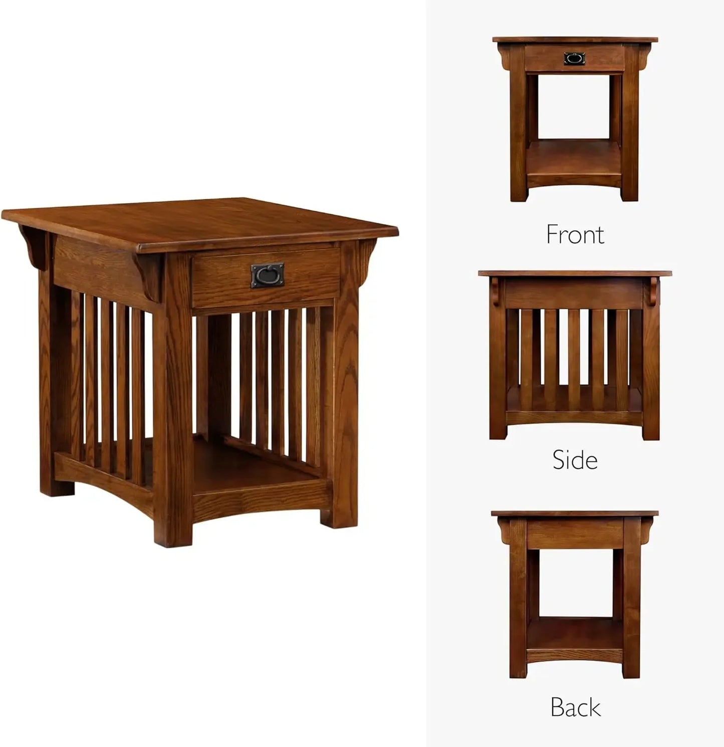 Mission Impeccable End Table Solid Wood Drawer Shelf Craftsman Style