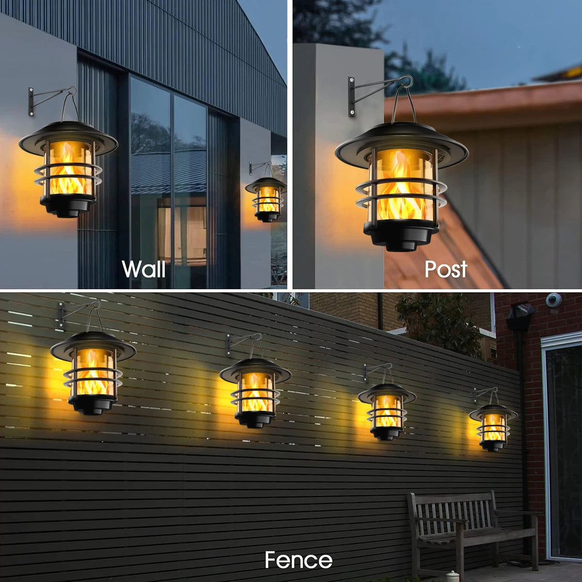 Amaryllis Solar Hanging Lantern Outdoor Led Light With Flickering Flames