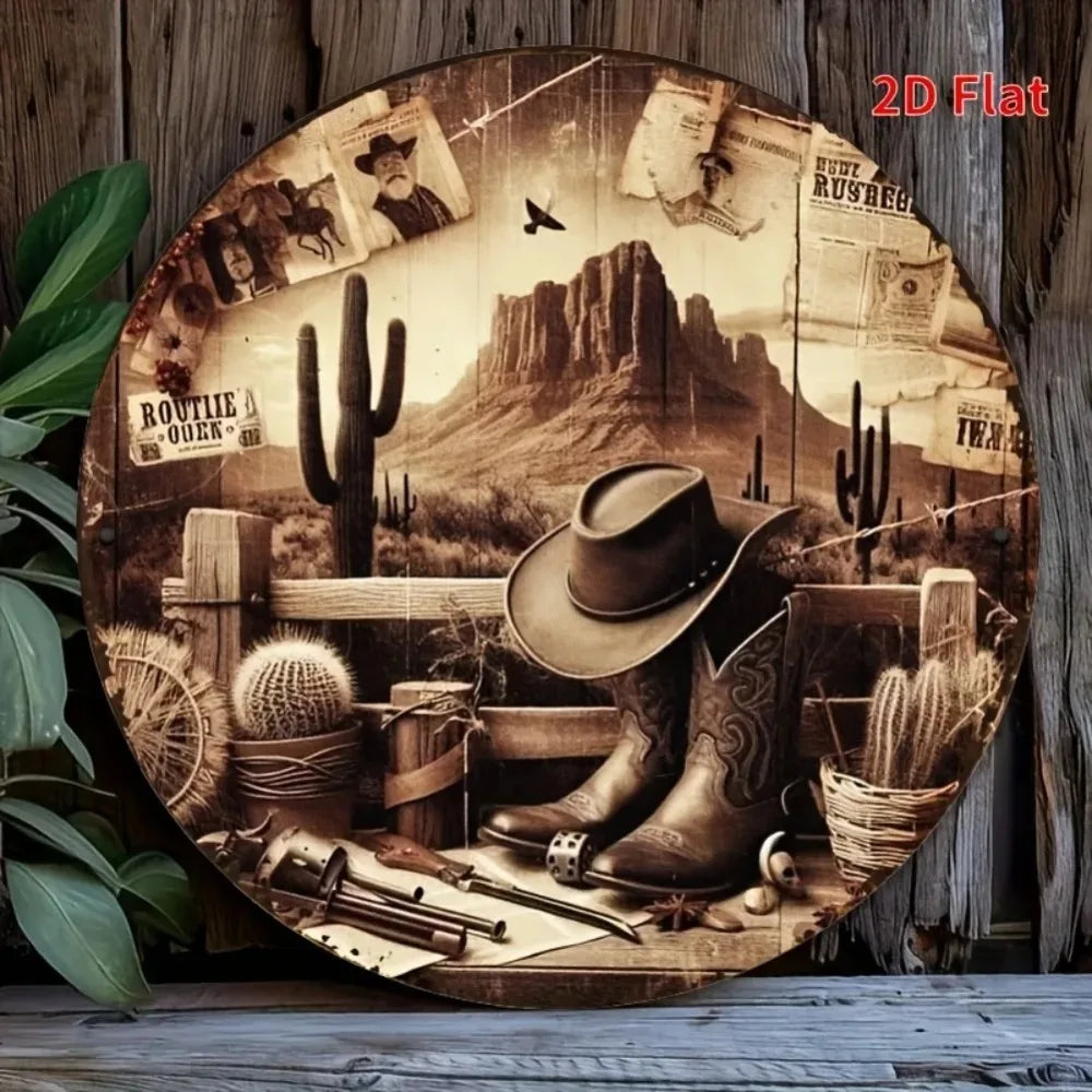 CIFBUY Western Cowboy Wall Decor Hats Boots Tin Sign