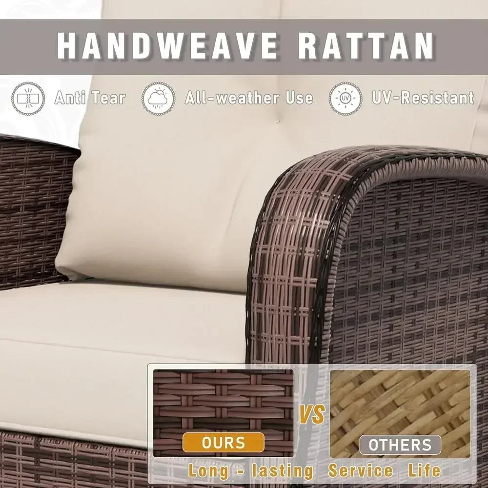 Outdoor Patio Set With Swivel Chairs, Sofa And Coffee Table