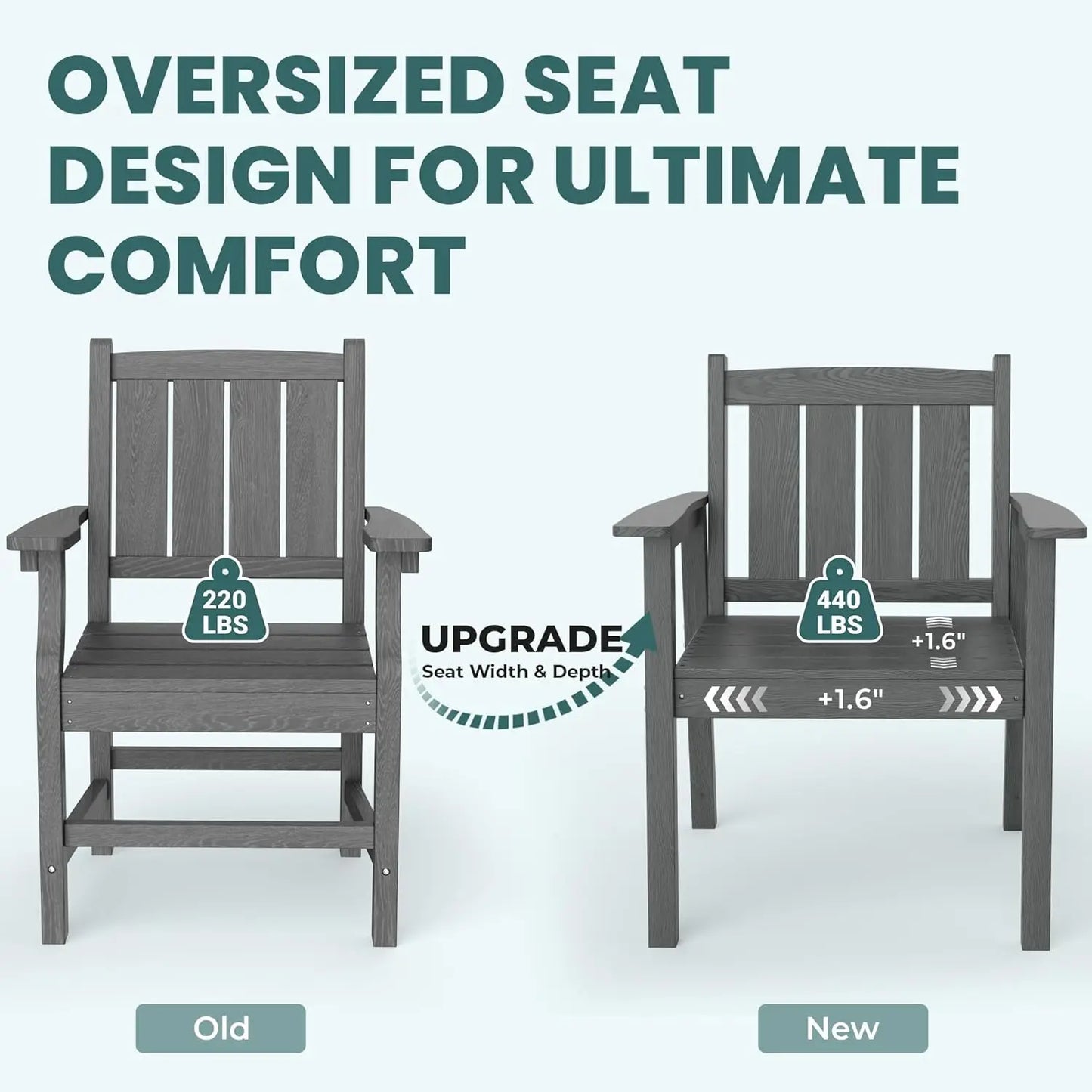 Outdoor HDPE Dining Set With Wood Grain Table And Chairs
