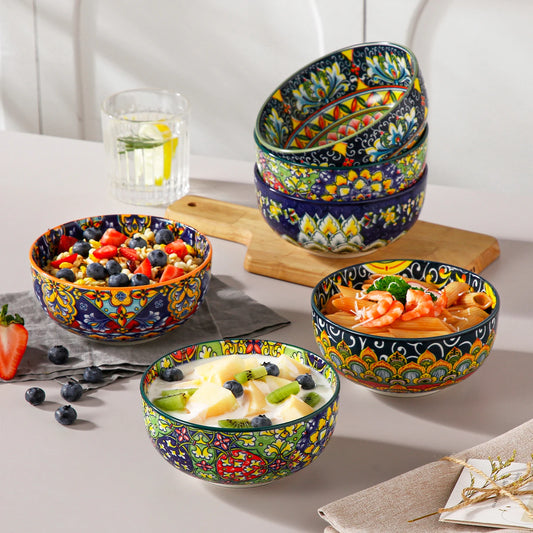 Malacasa Ceramic Cereal And Soup Bowl Set Floral Pattern