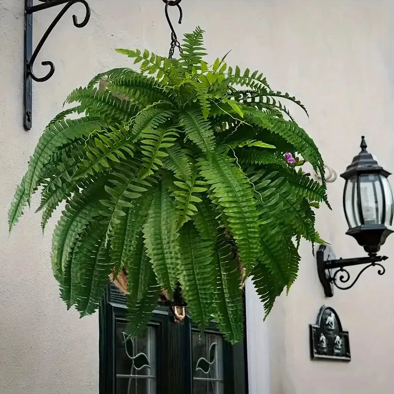 Artificial Boston Fern Plant For Outdoor Decor UV Resistant Greenery