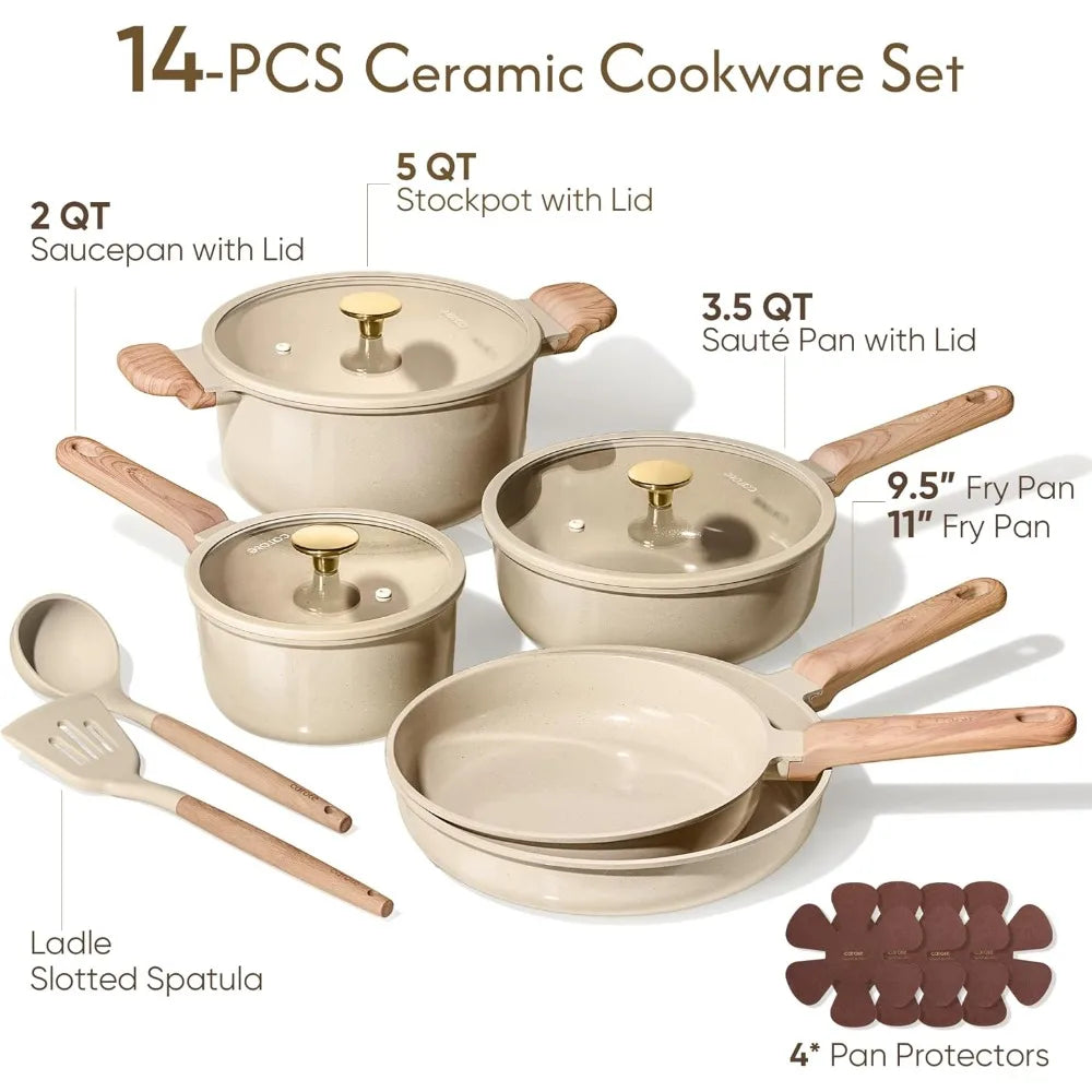 Nuanyao Ceramic Nonstick Cookware Set Non Toxic Kitchen Essential