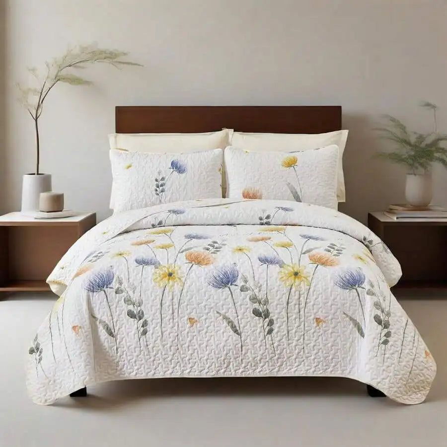Premium Polyester Cotton Three Piece Quilt Set Cover