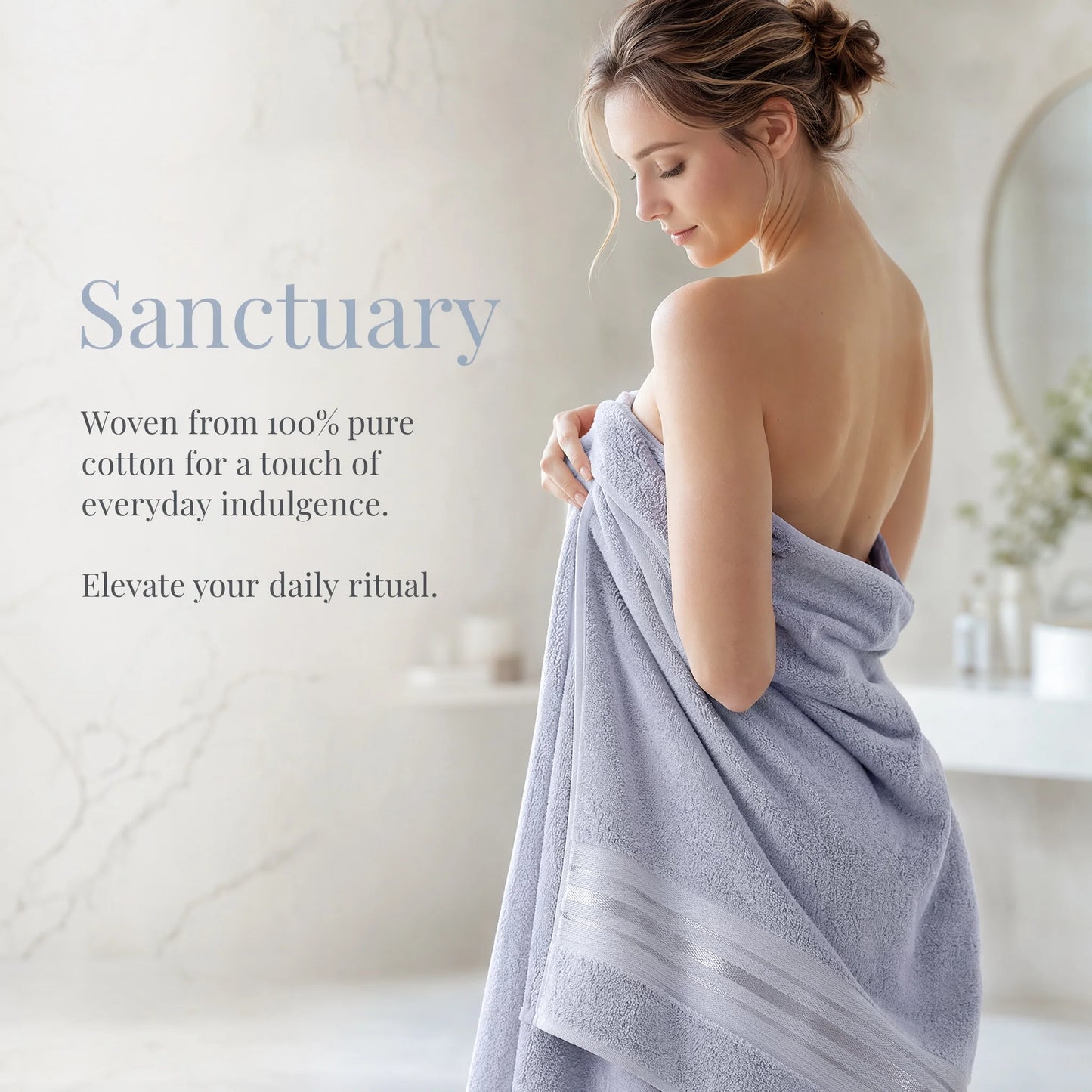 Luxury 6 Piece Turkish Towel Set 600 GSM 100% Cotton Bath Towels