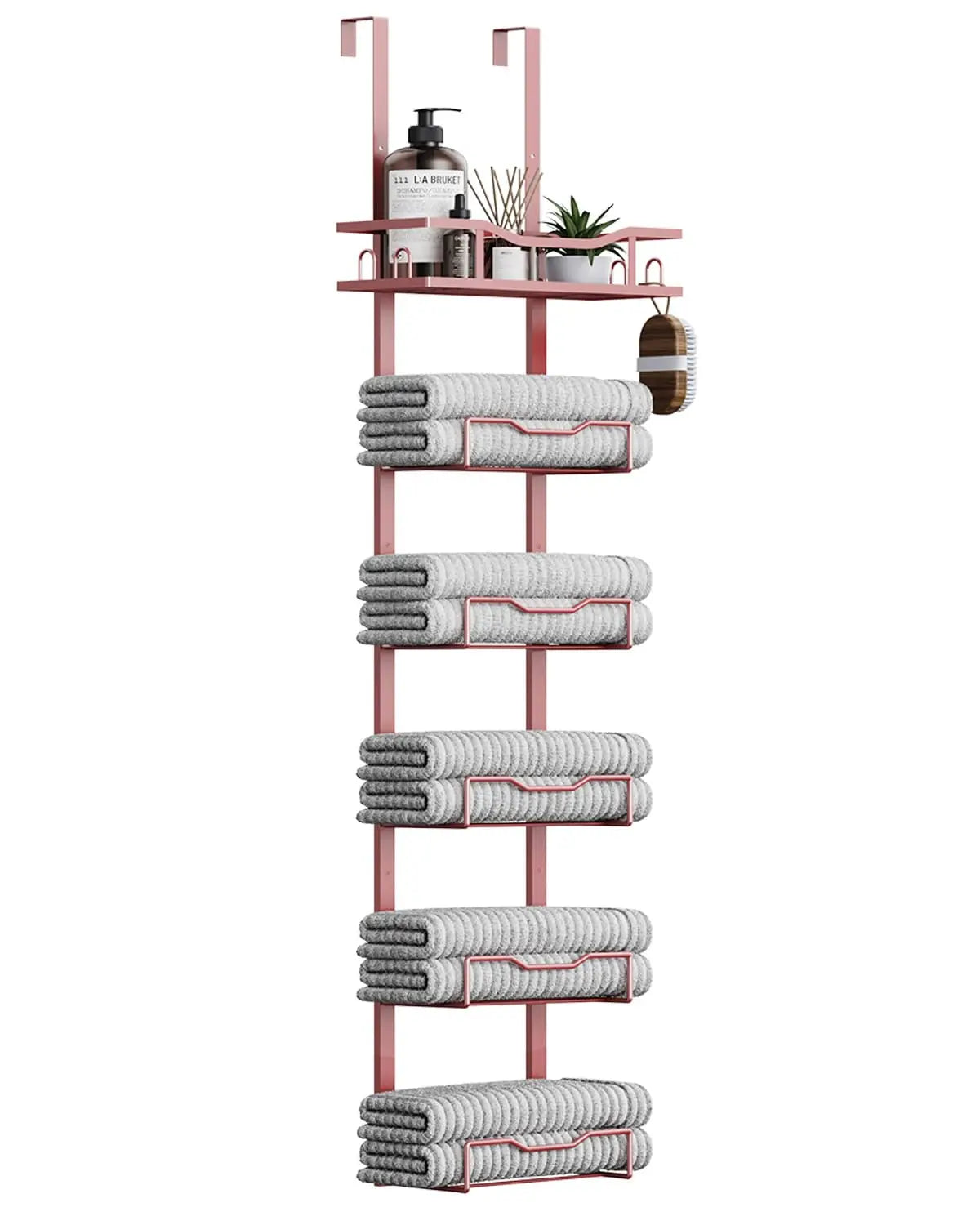 XIUWO 6-Tier No Drill Over The Door Hanging Towel Rack