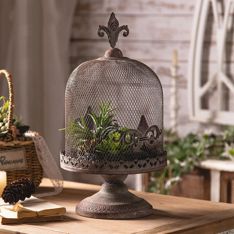 Birdcage Iron Candle Holder For Home Garden Decor Tray