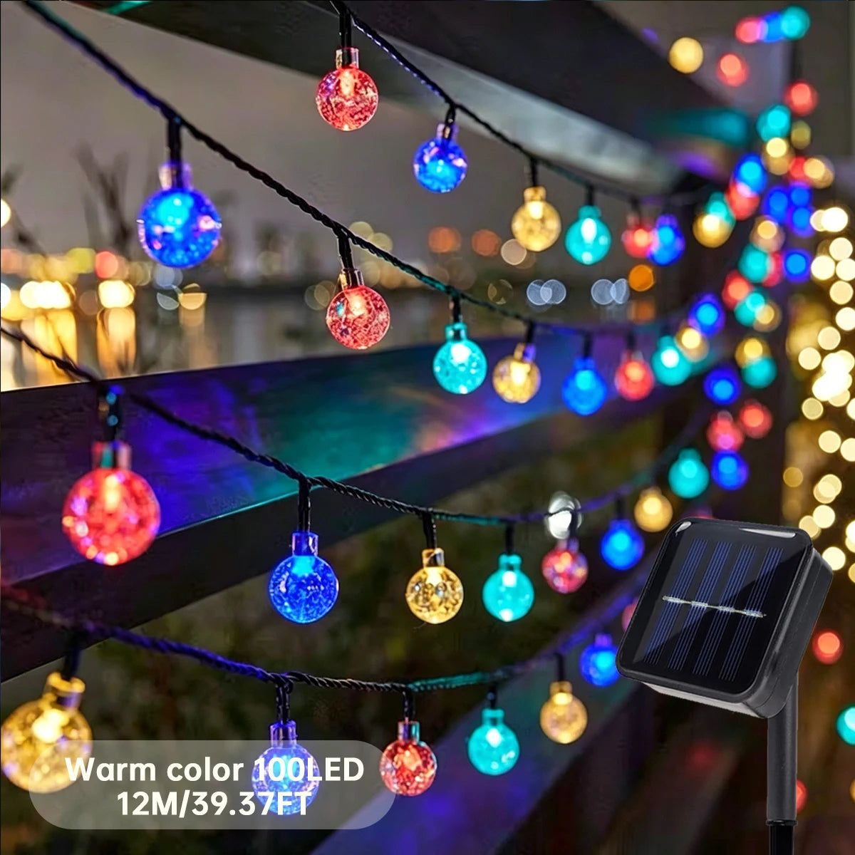 Solar Powered 100 LED Bubble Ball String Lights Garden Decor