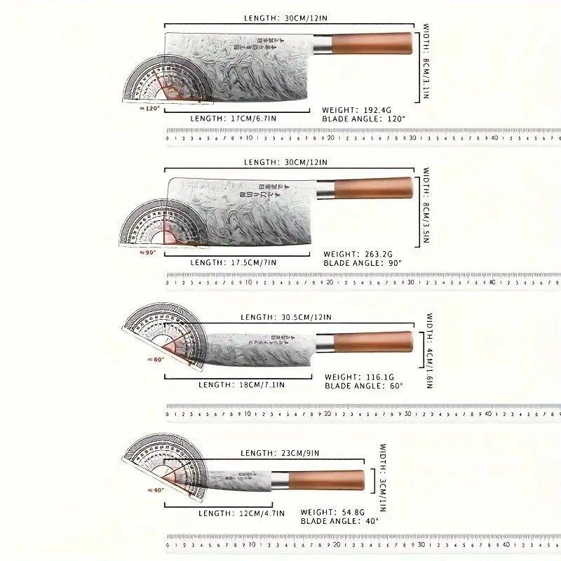 Ultra Sharp 4-Piece Japanese Chef Knife Set For Professional Kitchens