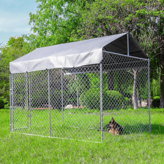 Outdoor Dog Kennel With Roof Galvanized Chain Link Lock