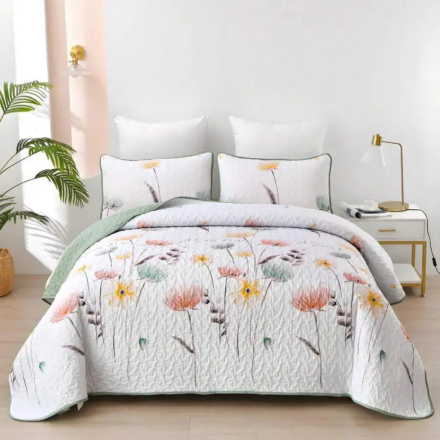 Premium Polyester Cotton Three Piece Quilt Set Cover