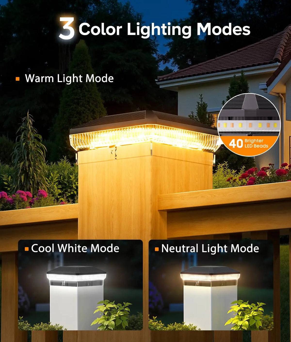 Kpstek 6 Pack Solar Post Cap Lights Outdoor Waterproof Led