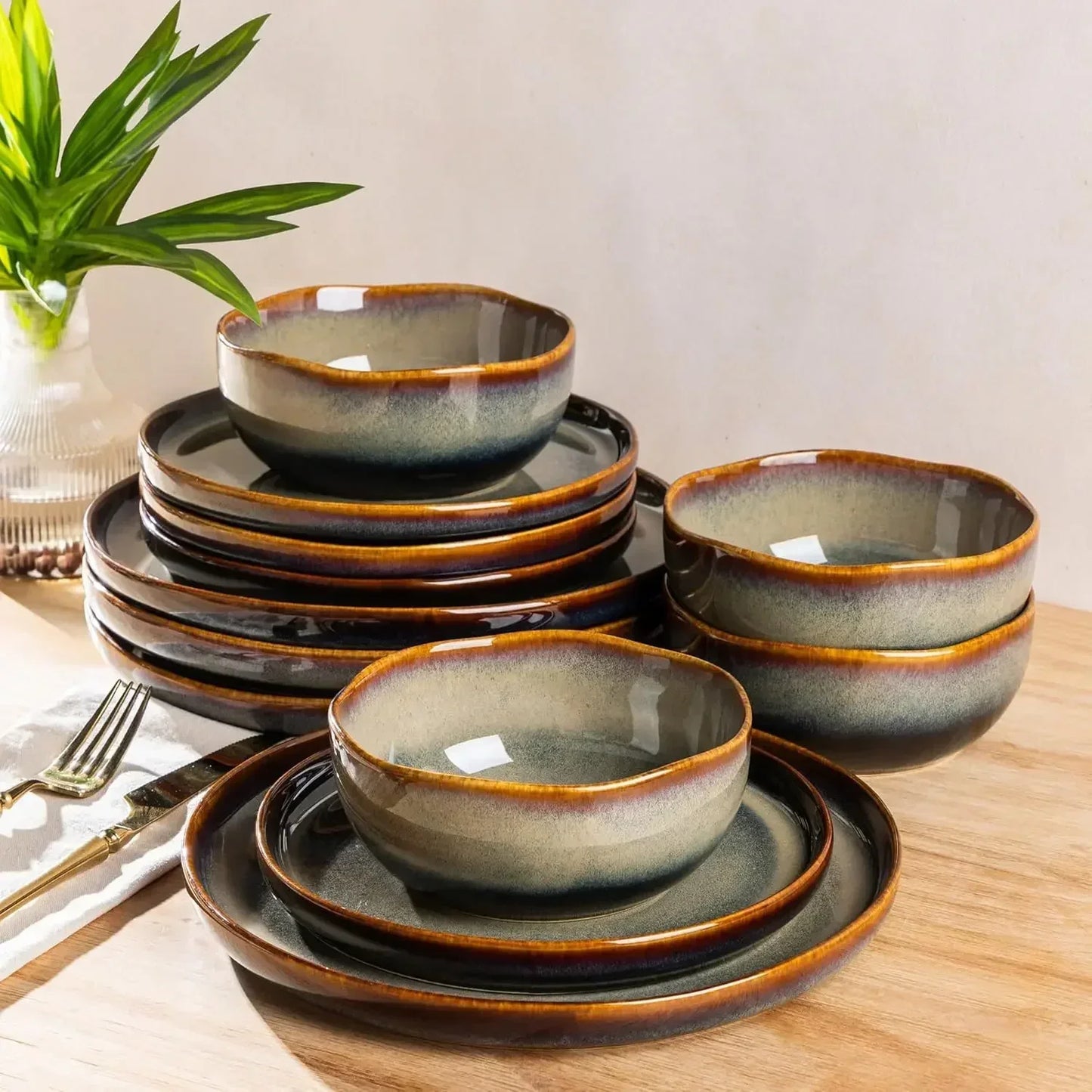 Porcelain Dinnerware Set For 4 12 Piece Plates And Bowls Scratch Resistant