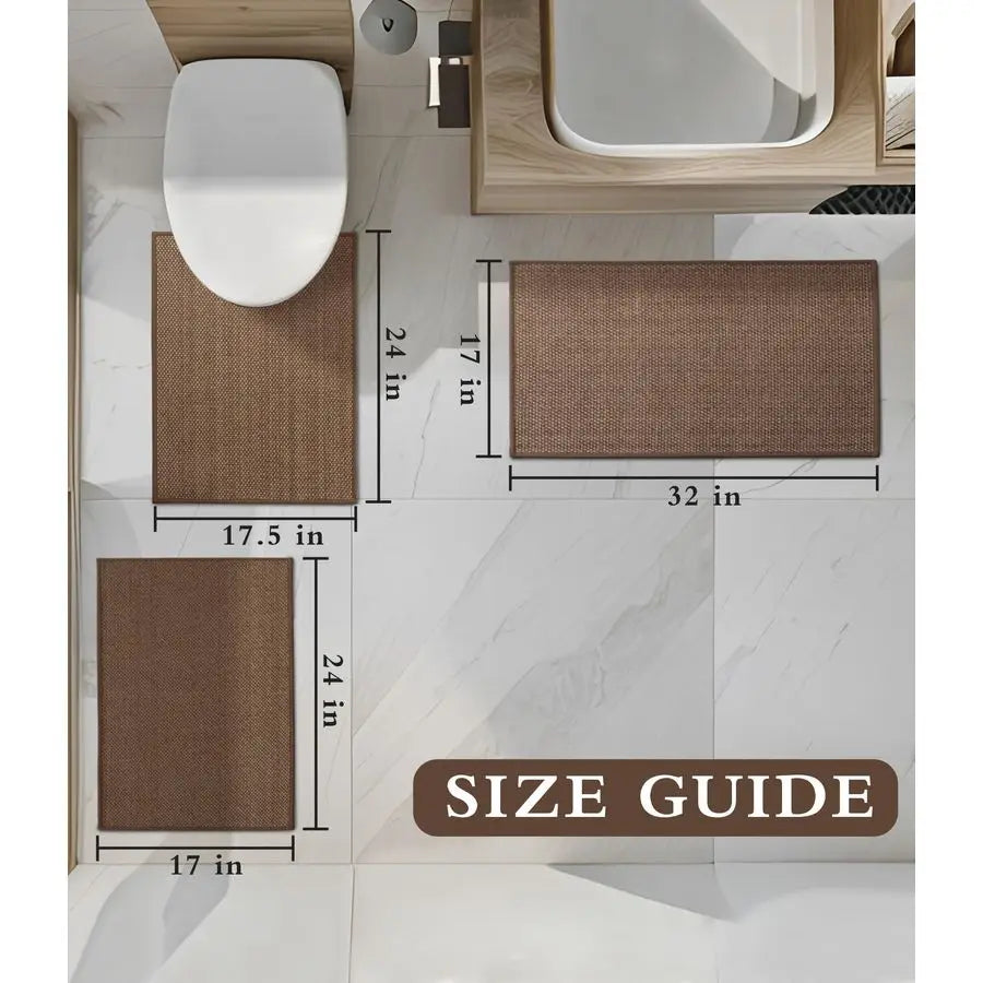 Bathroom Rug Set 3 Piece Ultra Thin Bath Mats With Rubber Backing