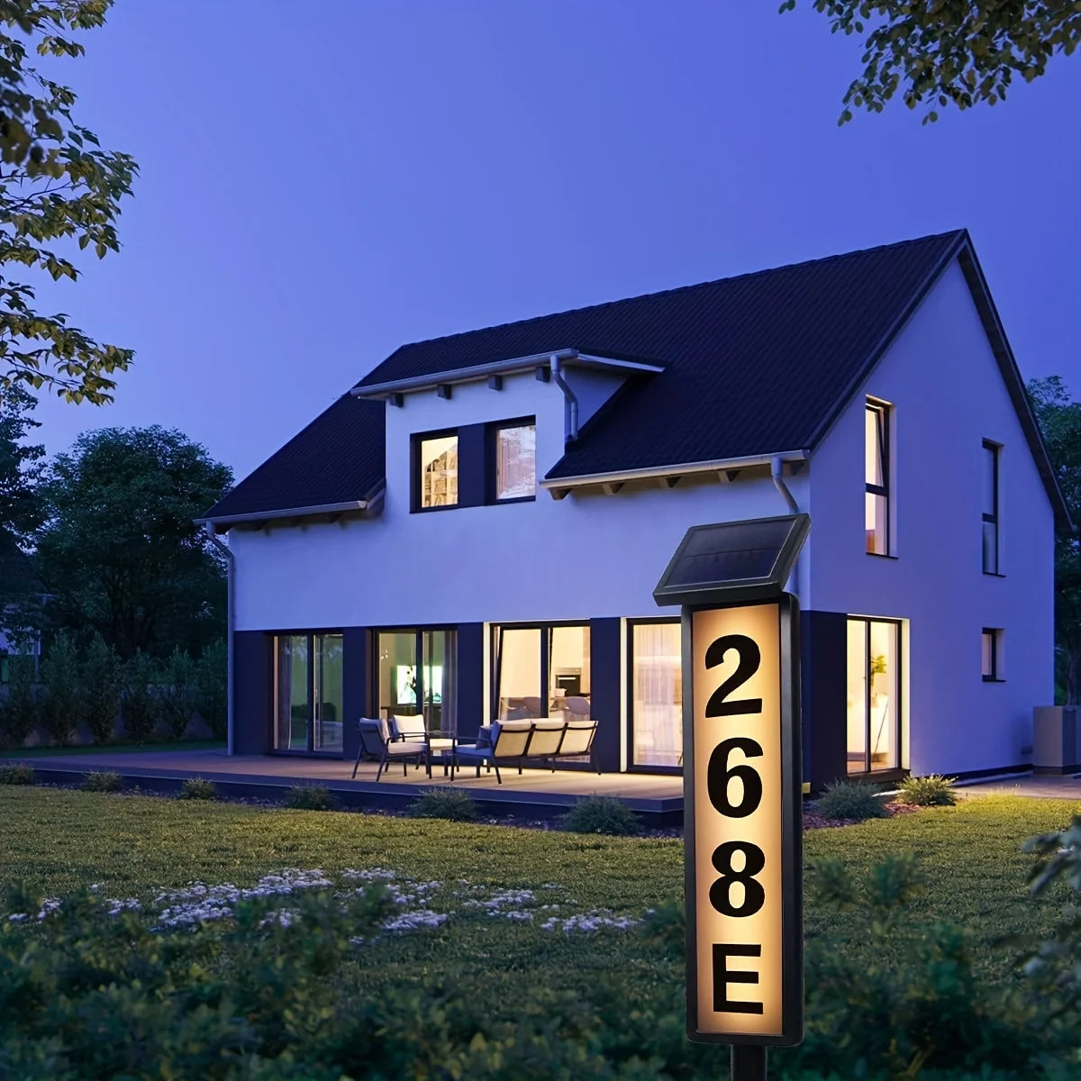 Solar Powered Ground Address Sign Lights For Outdoor Home Decor